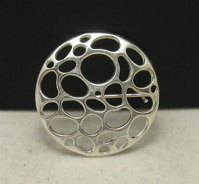 A000009 STERLING SILVER Brooch 925 Circle image 1