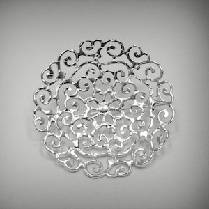 A000018 STERLING SILVER Brooch 925 Filigree