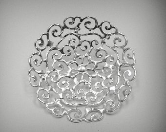 A000018 STERLING SILVER Brooch 925 Filigree