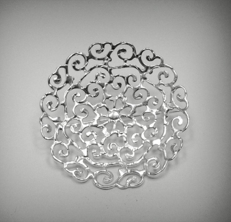 A000018 STERLING SILVER Brooch 925 Filigree image 1