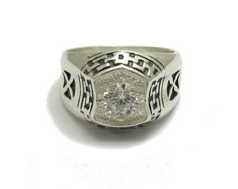 R000936 STERLING SILVER Men's Ring Solid 925 CZ
