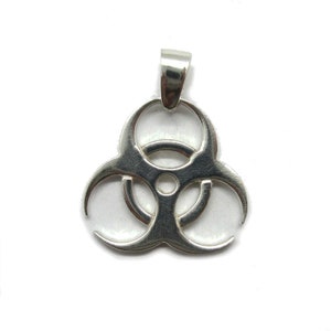 PE001310 Genuine sterling silver pendant solid 925 Radioactivity Biohazard