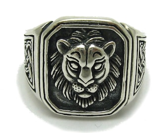 Sterling Silver Lion Head Men Ring Stamped 925 Nickel Free