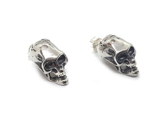 Orecchini a forma di teschio in argento Sterling 925 con rose
