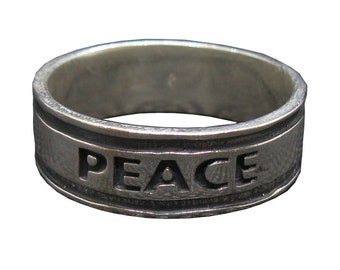 Sterling silver ring band Peace 8mm wide solid hallmarked 925 R002008