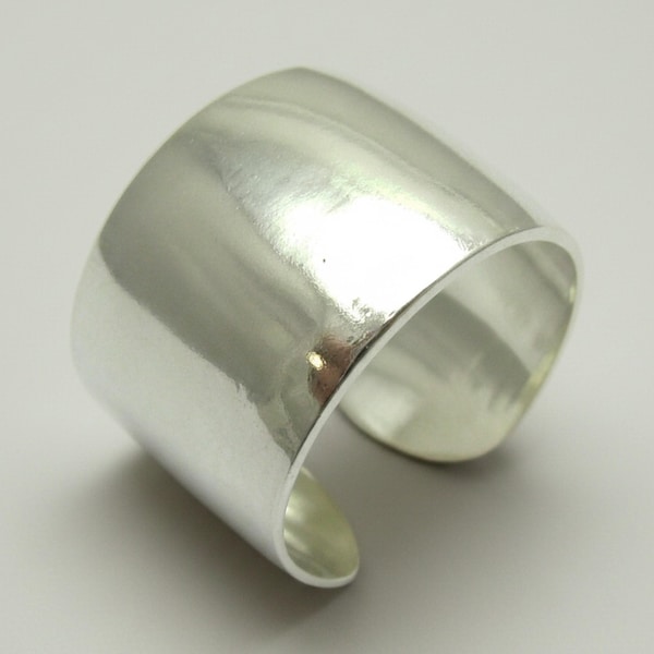 Sterling Silver Ring 16mm Wide Plain Band Stamped 925 Nickel Free