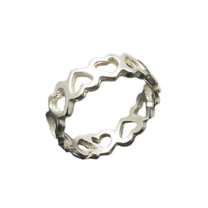 Sterling Silver Ring Hearts Band Hallmarked 925 Nickel Free