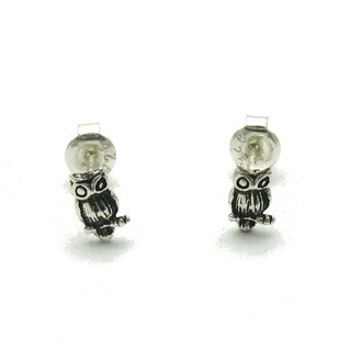 Orecchini Gufo In Argento Sterling 925 Con Cristalli Blu Swarovski - Gioielli Animali Per Donna, Regalo