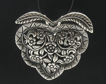 PE000067 Sterling silver pendant  925 Heart Flower Rose