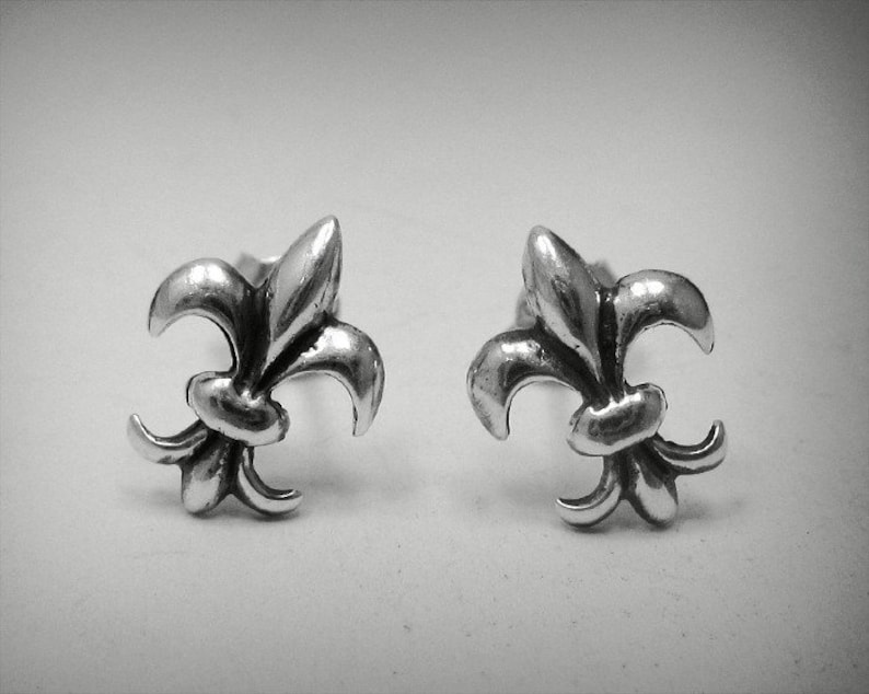 E000451 Boucles d'Oreille Argent 925 Fleur de lis image 1