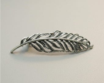 Sterling Silver Feather Brooch Solid Stamped 925 Nickel Free