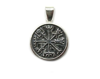 Pendentif en argent sterling Vegvisir solide caractéristique 925 PE001400