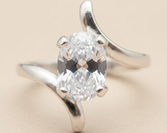 Dainty Sterling Silver Ring With Cubic Zirconia Hallmarked 925 Nickel Free