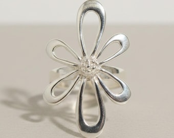 Sterling Silver Flower Ring Stamped 925 Nickel Free