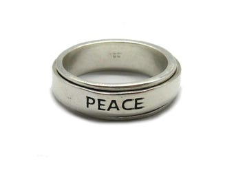 R001848 Ring i sterlingsilver med spinnerarmband Peace-stämplad solid 925