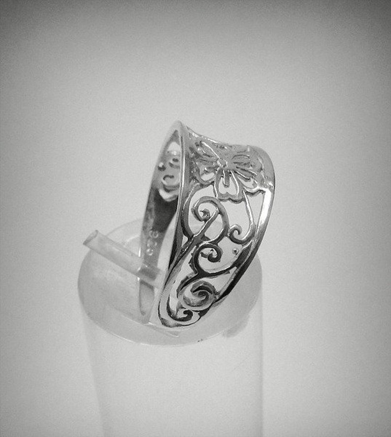 R001240 STERLING SILVER Ring Solid 925 Floral Band image 3