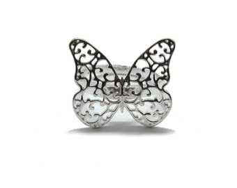 Filigree Butterfly Ring: Solid Sterling Silver 925