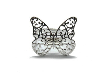 R001854 Sterling Silver Ring Solid 925 filigree Butterfly