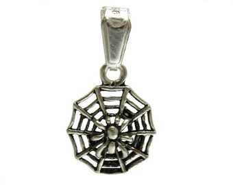 PE000894 Sterling Silver Pendant Charm Solid 925 Spider