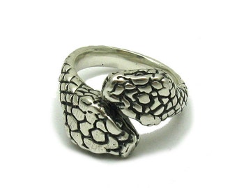 R001547 STERLING SILVER Ring Solid 925 Two Snake