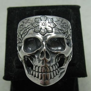 R001161 STERLING SILVER Skull Ring Solid 925 image 1