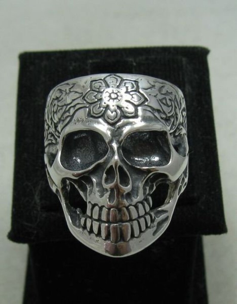 R001161 STERLING SILVER Skull Ring Solid 925 image 1