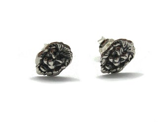 Small silver earrings Lion solid hallmarked 925 E000750