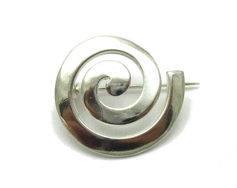 A000115 Sterling Silver Brooch 925 Spiral