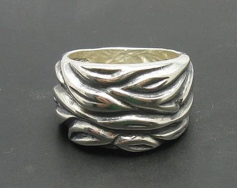 R000292  Sterling Silver  Ring 925 Band wave