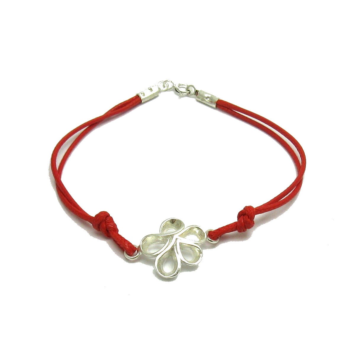 Sterling Silver Bracelet Flower With Red String Genuine