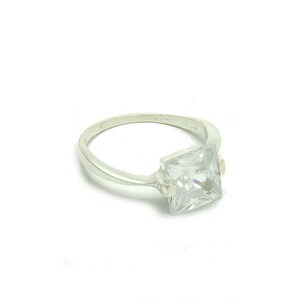 R000210 SILVER Ring Solid 925 with8x8mm CZ image 2