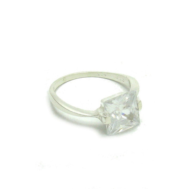 R000210 SILVER Ring Solid 925 with8x8mm CZ image 2