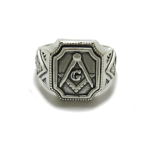 R001781 Sterling silver men masonic ring solid 925