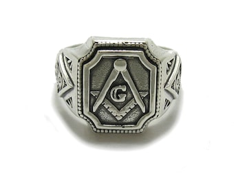 R001781 Sterling silver men masonic ring solid 925