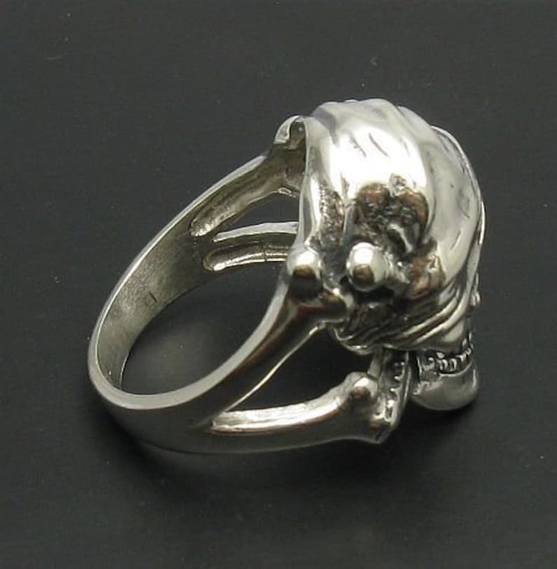 925 SILBER RING Totenkopf Biker Moto R000660 Bild 3