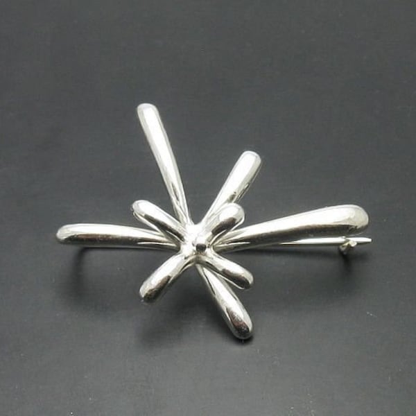 A000007 STERLING SILVER Brooch Solid 925 Flower