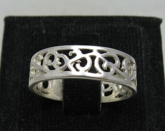 R001139 STERLING SILVER Ring Solid 925 Filigree