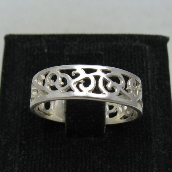 R001139 Bague Argent Massif 925 Anneau Filigrane