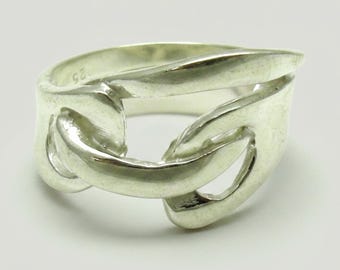 Abstracte opengewerkte ring van 925 sterling zilver, nikkelvrij.