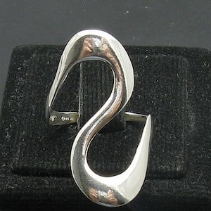 R000966 Long STERLING SILVER Ring Solid 925  Plain