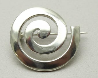 A000115 Sterling Silver Brooch 925 Spiral