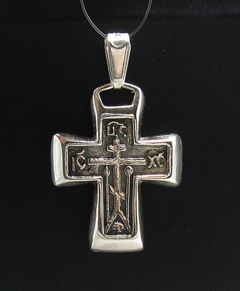 PE000720 Sterling silver pendant solid 925 orthodox cross image 1