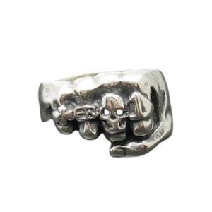 Sterling Silver Gothic Ring Fist Skull Stamped 925 Nickel Free