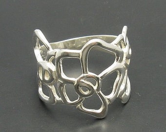 Sterling Silver Ring Flowers Solid Genuine Hallmarked 925