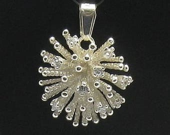 PE000319 Sterling silver pendant   925cubic zirconia hedgehog cz