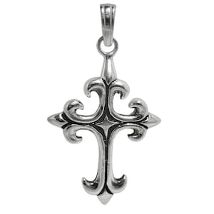 Sterling Silver Pendant – Ornate Gothic Cross Design Solid Stamped 925 Nickel Free