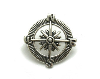 A000131 Sterling Silver Brooch 925 Compass