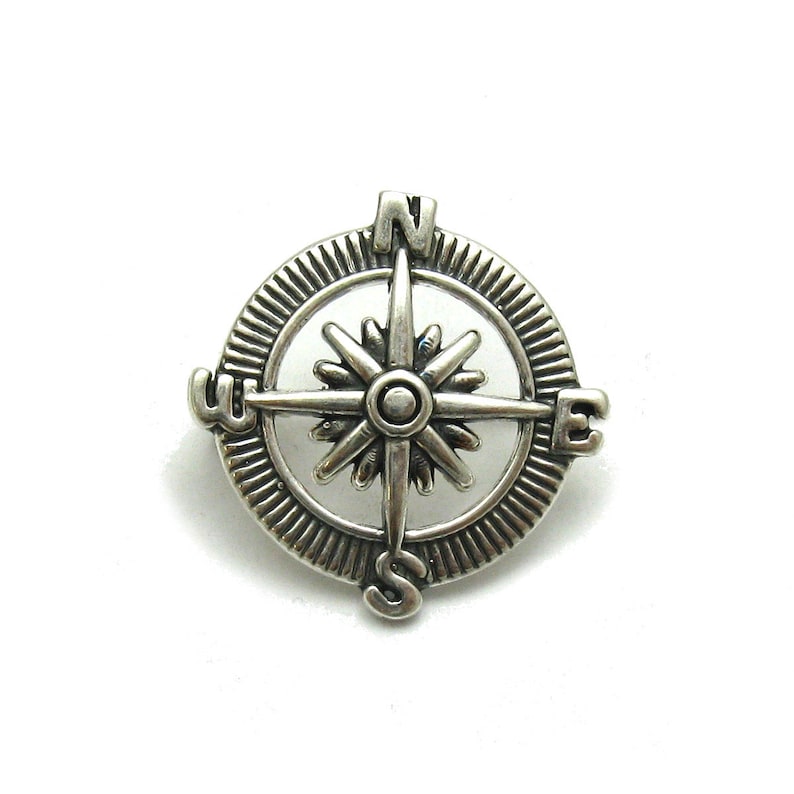 A000131 Sterling Silver Brooch 925 Compass image 1