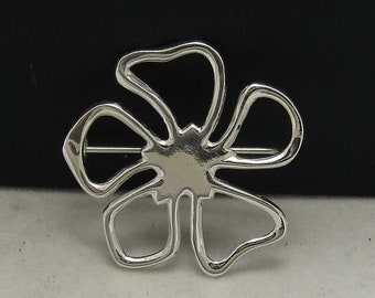 A000004 STERLING SILVER Broche Sólido 925 Flor