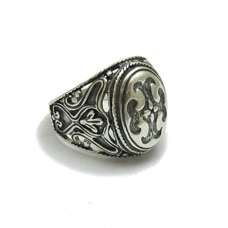 R001152 Bague Argent Massif 925 Croix Hommes image 2